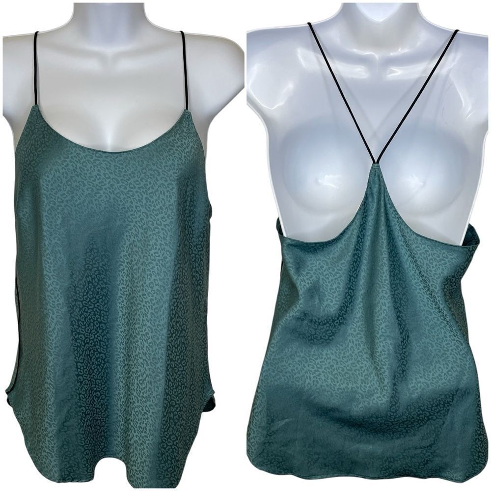 Victoria’s Secret Racerback Animal Print Green Spaghetti Strap Top Size Medium